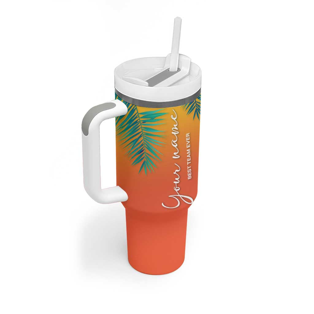 Personalized Beach Trip Vacation Tumbler With Handle Custom Name Best Team Ever Teambuilding - Wonder Print Shop
