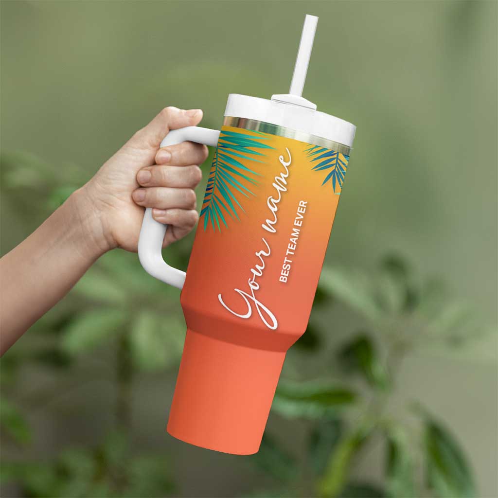 Personalized Beach Trip Vacation Tumbler With Handle Custom Name Best Team Ever Teambuilding - Wonder Print Shop