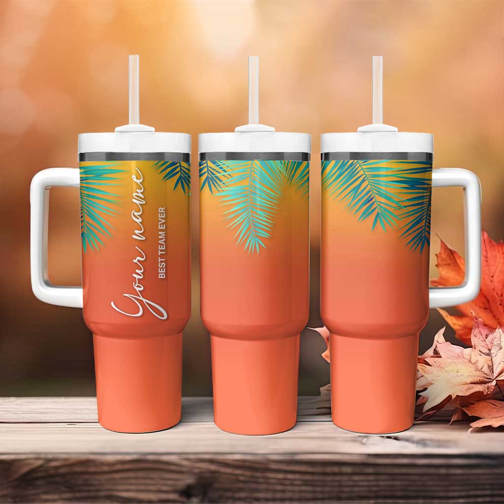 Personalized Beach Trip Vacation Tumbler With Handle Custom Name Best Team Ever Teambuilding - Wonder Print Shop