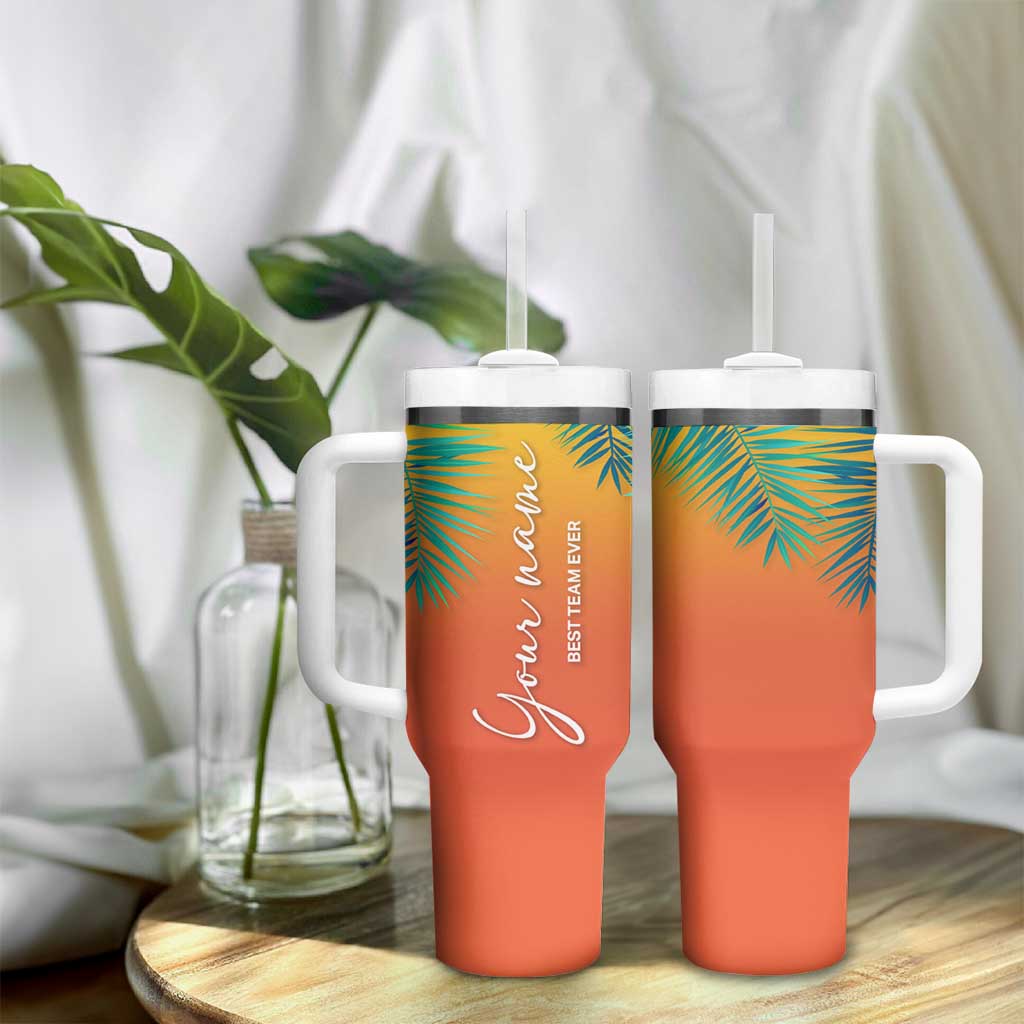 Personalized Beach Trip Vacation Tumbler With Handle Custom Name Best Team Ever Teambuilding - Wonder Print Shop