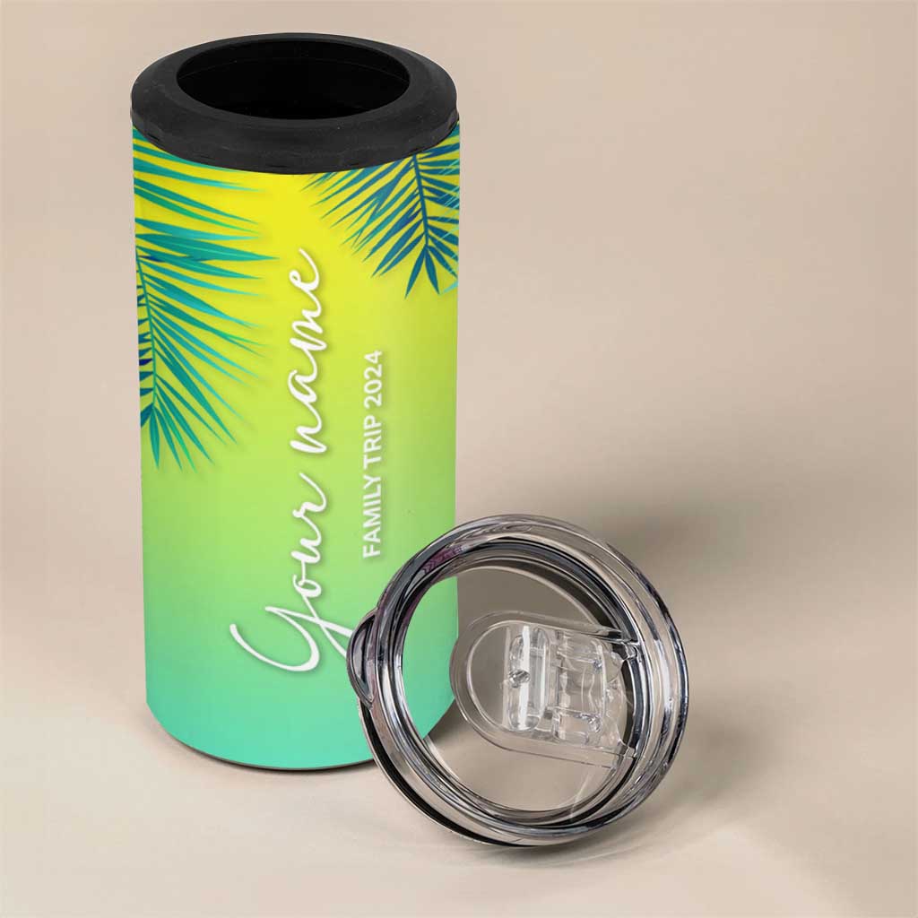 Personalized Beach Trip Vacation 4 in 1 Can Cooler Tumbler Custom Name Family Trip 2024 - Wonder Print Shop