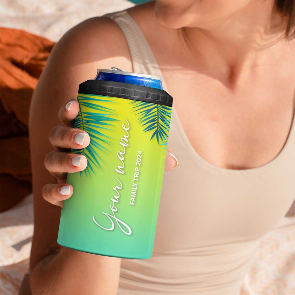 Personalized Beach Trip Vacation 4 in 1 Can Cooler Tumbler Custom Name Family Trip 2024 - Wonder Print Shop