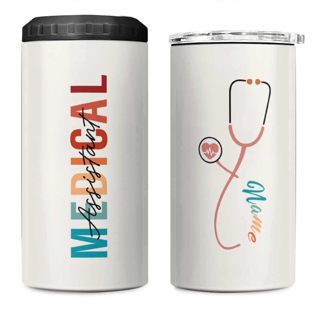 Personalized Medical Assiant 4 in 1 Can Cooler Tumbler Custom Name Nurse Gifts MA - Wonder Print Shop