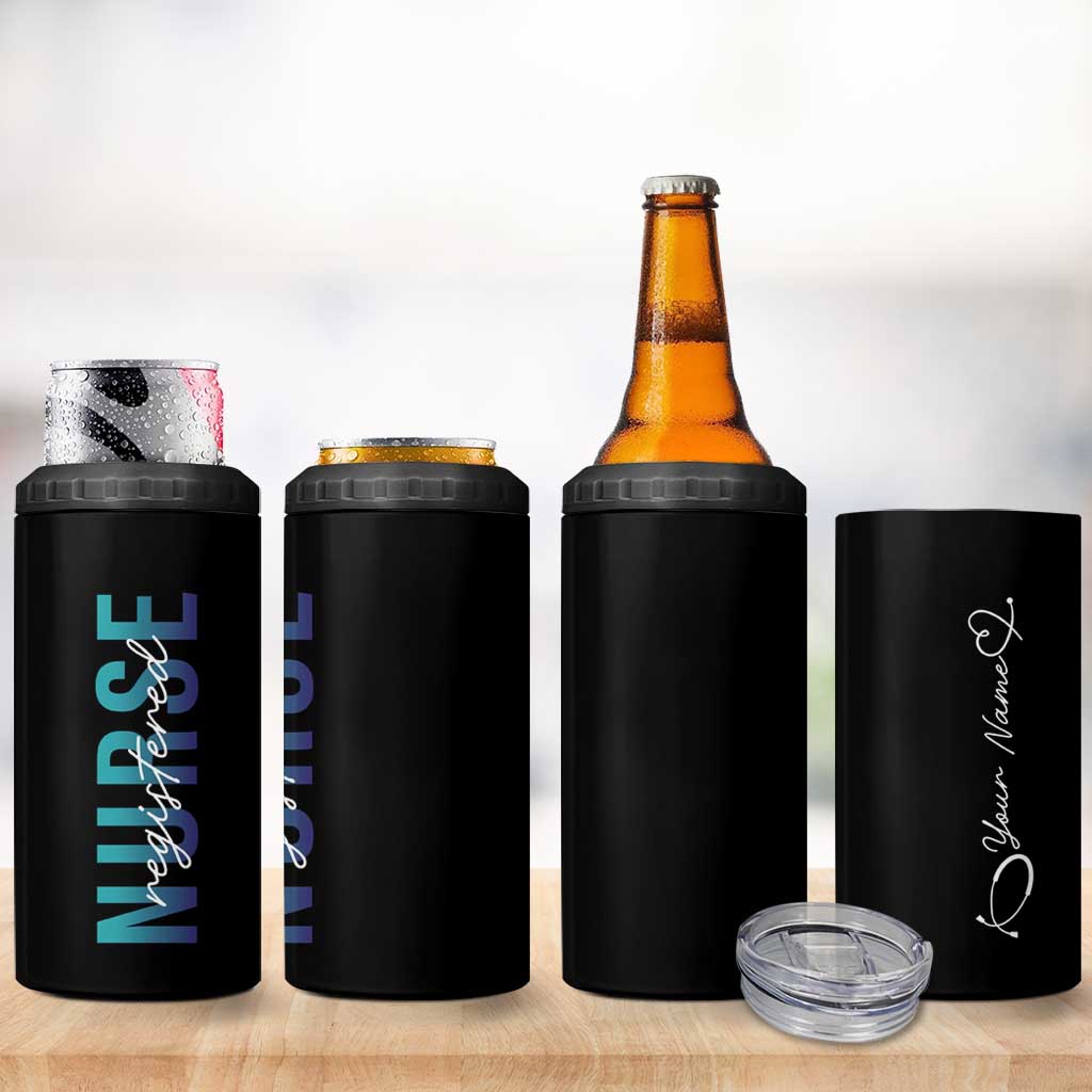 Personalized Registered Nurse 4 in 1 Can Cooler Tumbler Custom Name Nursing Student Gifts RN - Wonder Print Shop