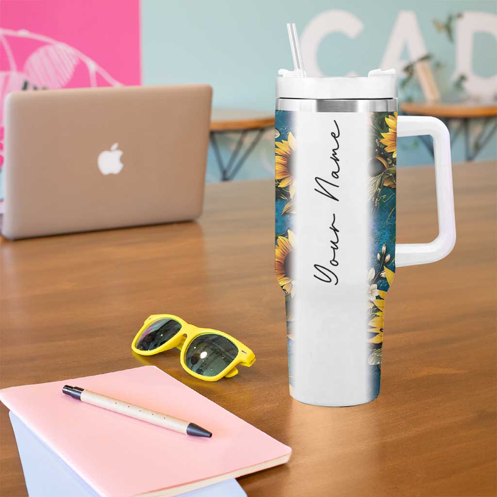 Personalized Pediatric Nurse Tumbler With Handle Custom Name Nurse Gifts Sunflower - Wonder Print Shop