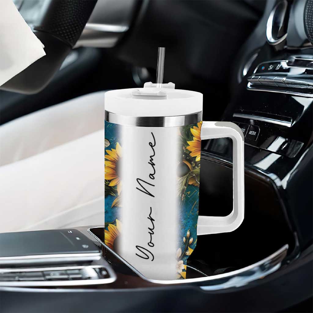 Personalized Pediatric Nurse Tumbler With Handle Custom Name Nurse Gifts Sunflower - Wonder Print Shop
