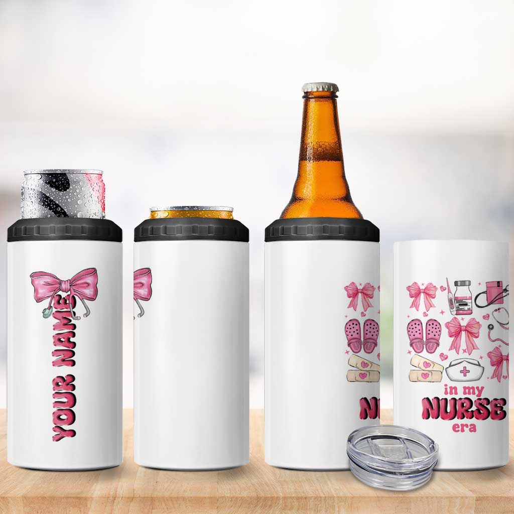 Personalized Nurse Gifts 4 in 1 Can Cooler Tumbler Custom Name In My Nurse Era Coquette - Wonder Print Shop