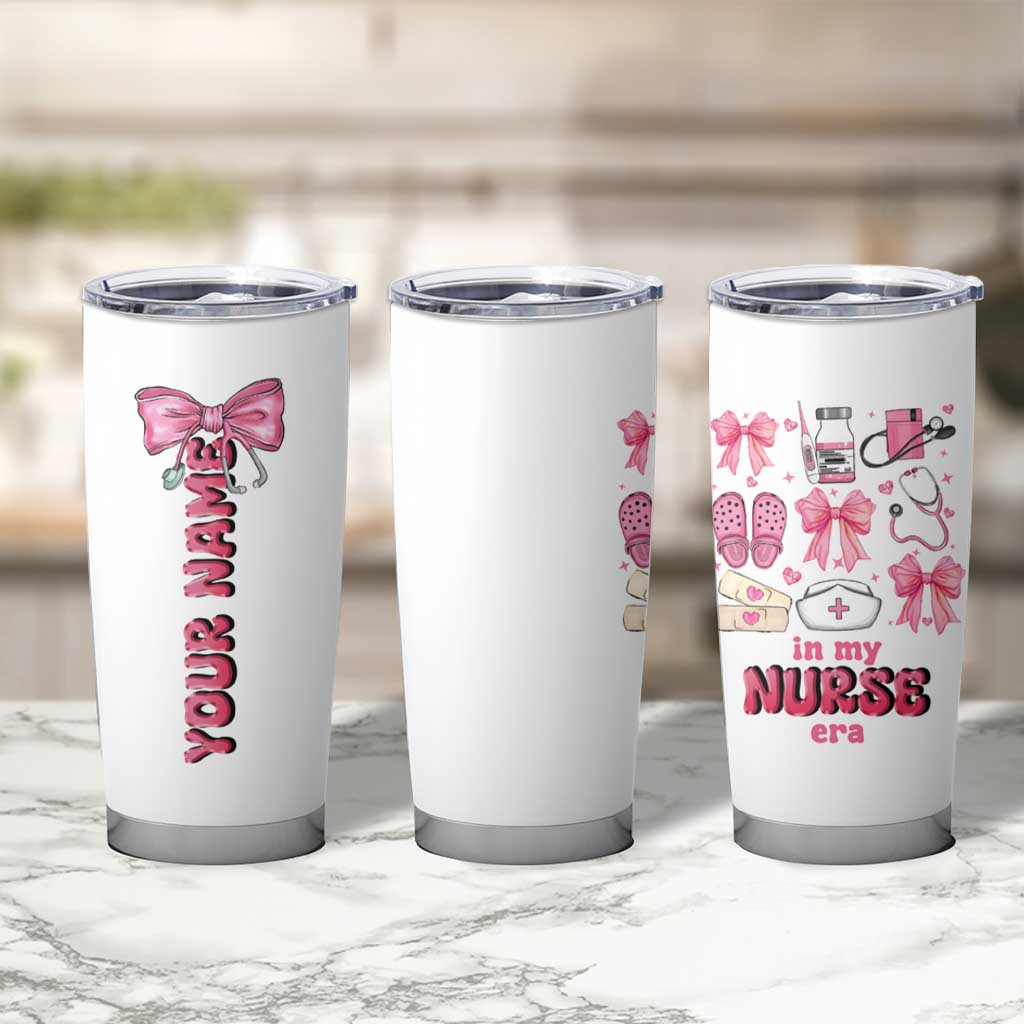 Personalized Nurse Gifts Tumbler Cup Custom Name In My Nurse Era Coquette - Wonder Print Shop