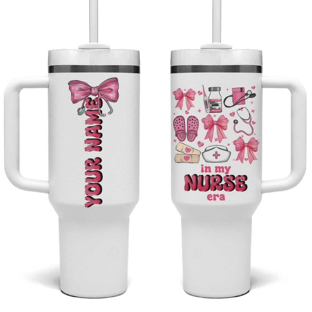 Personalized Nurse Gifts Tumbler With Handle Custom Name In My Nurse Era Coquette - Wonder Print Shop