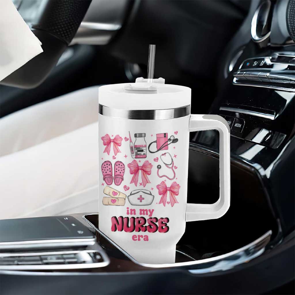 Personalized Nurse Gifts Tumbler With Handle Custom Name In My Nurse Era Coquette - Wonder Print Shop