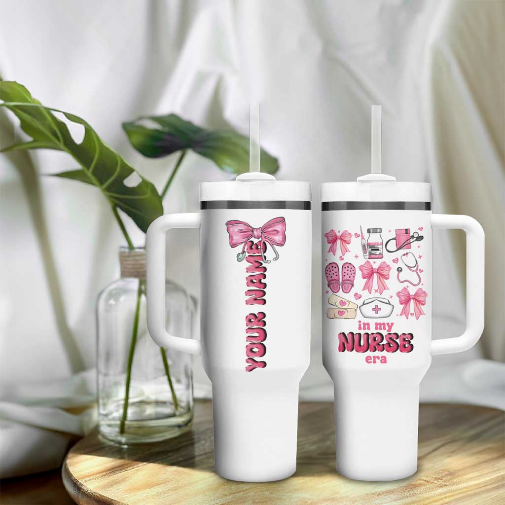 Personalized Nurse Gifts Tumbler With Handle Custom Name In My Nurse Era Coquette - Wonder Print Shop