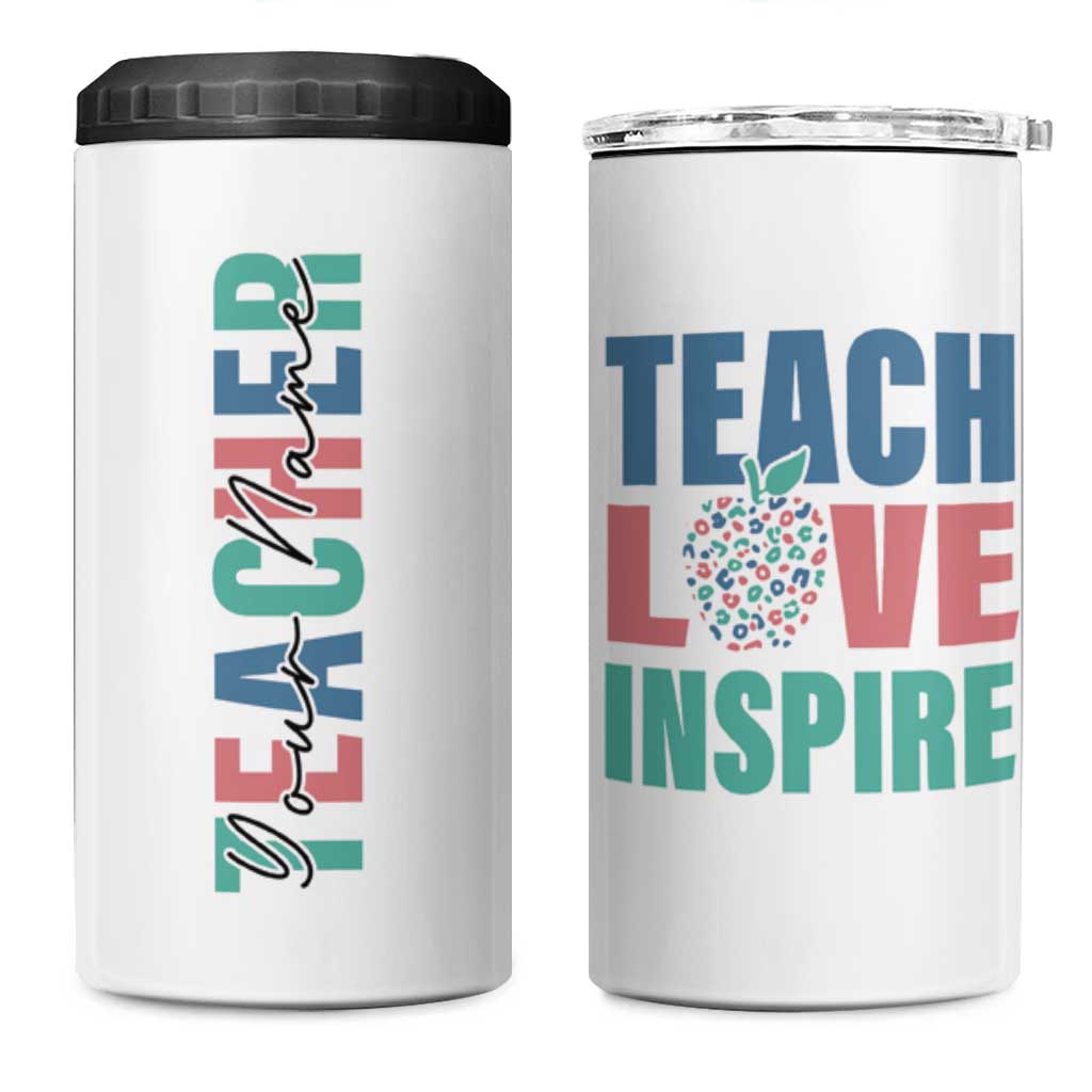 Personalized Teacher 4 in 1 Can Cooler Tumbler Custom Name Teach Love Inspire - Wonder Print Shop
