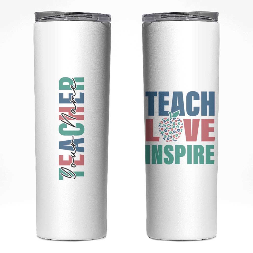 Personalized Teacher Skinny Tumbler Custom Name Teach Love Inspire - Wonder Print Shop