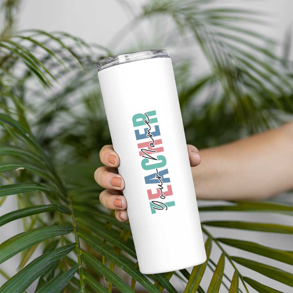 Personalized Teacher Skinny Tumbler Custom Name Teach Love Inspire - Wonder Print Shop
