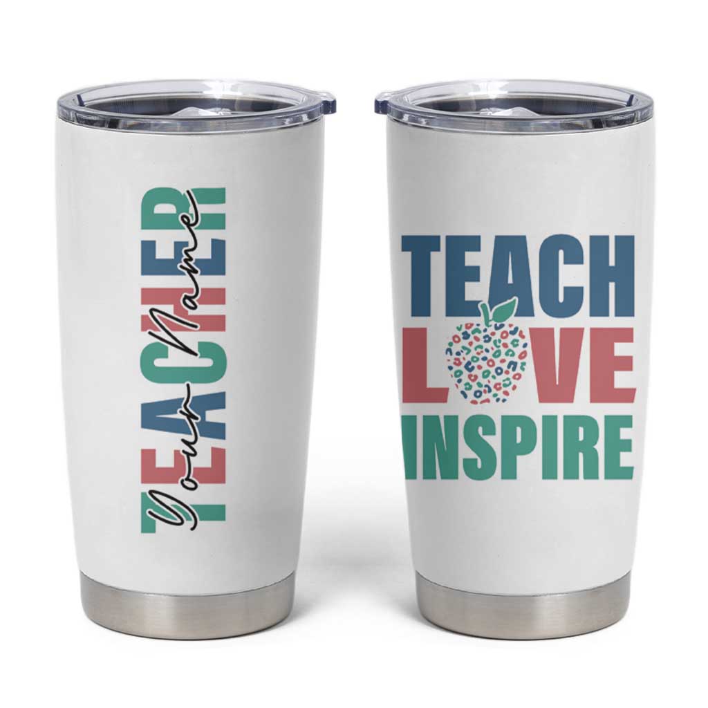 Personalized Teacher Tumbler Cup Custom Name Teach Love Inspire - Wonder Print Shop