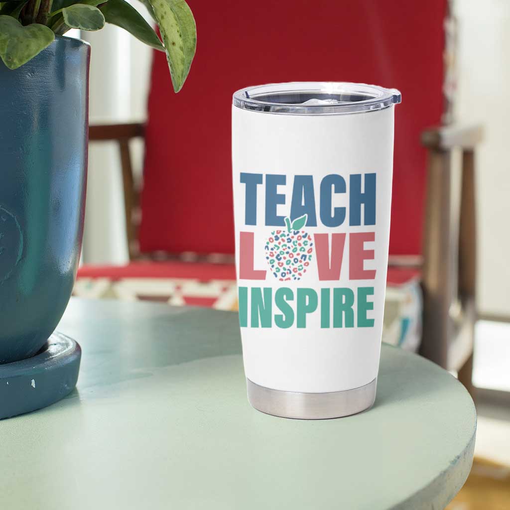Personalized Teacher Tumbler Cup Custom Name Teach Love Inspire - Wonder Print Shop