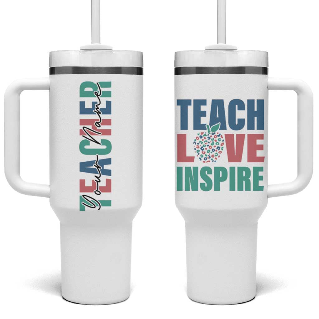 Personalized Teacher Tumbler With Handle Custom Name Teach Love Inspire - Wonder Print Shop