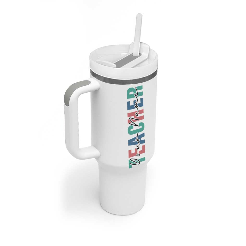 Personalized Teacher Tumbler With Handle Custom Name Teach Love Inspire - Wonder Print Shop