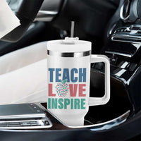 Personalized Teacher Tumbler With Handle Custom Name Teach Love Inspire - Wonder Print Shop