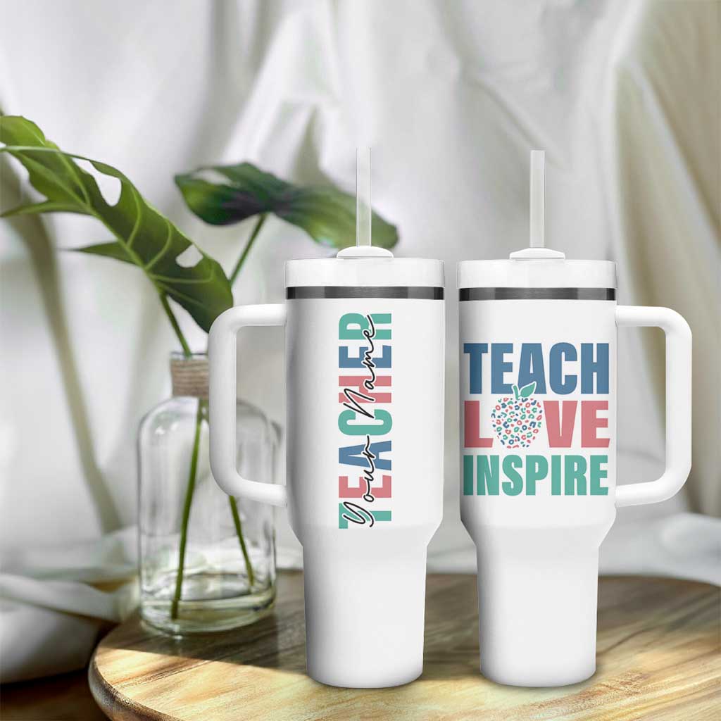 Personalized Teacher Tumbler With Handle Custom Name Teach Love Inspire - Wonder Print Shop