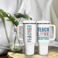 Personalized Teacher Tumbler With Handle Custom Name Teach Love Inspire - Wonder Print Shop