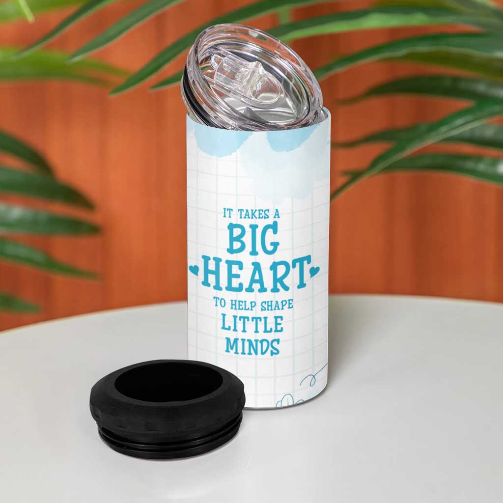 Personalized Teacher 4 in 1 Can Cooler Tumbler Custom Name It Takes A Big Heart To Help Shape Little Minds - Wonder Print Shop