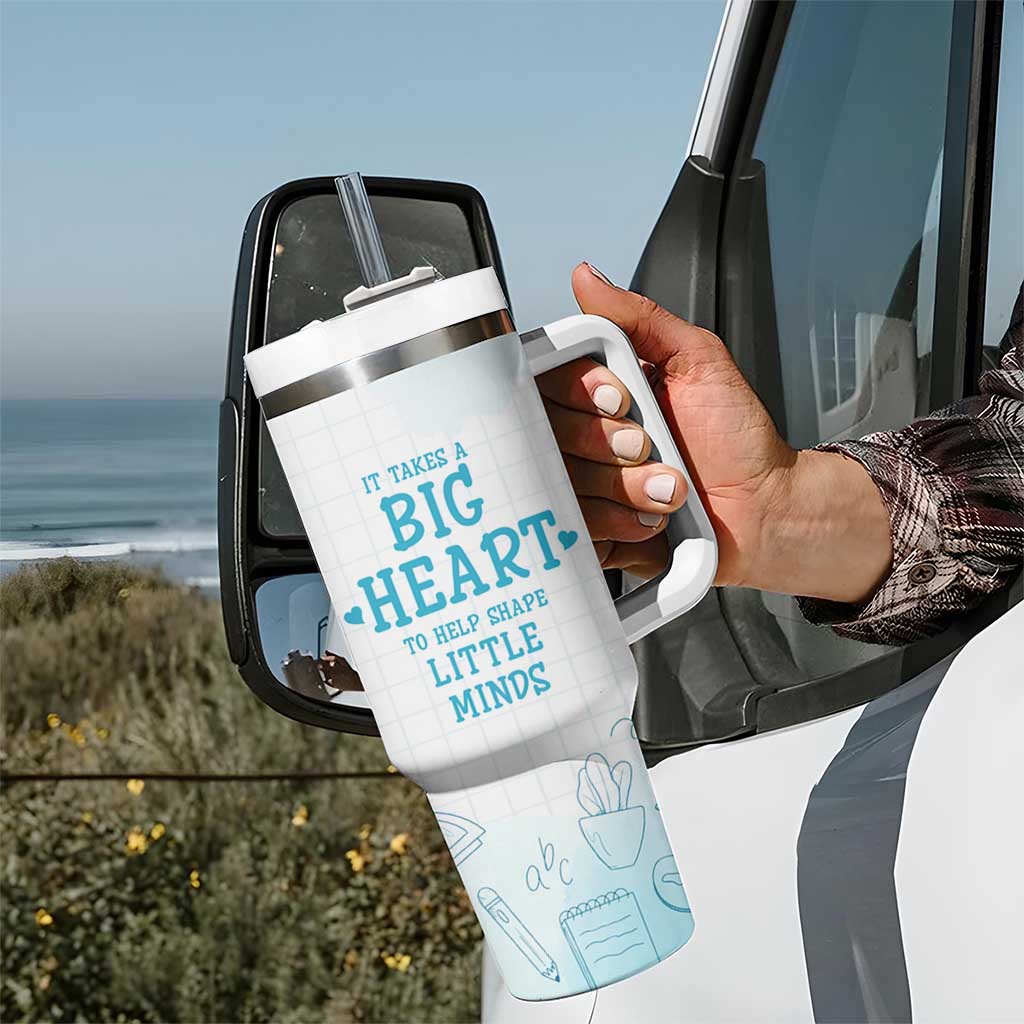 Personalized Teacher Tumbler With Handle Custom Name It Takes A Big Heart To Help Shape Little Minds - Wonder Print Shop