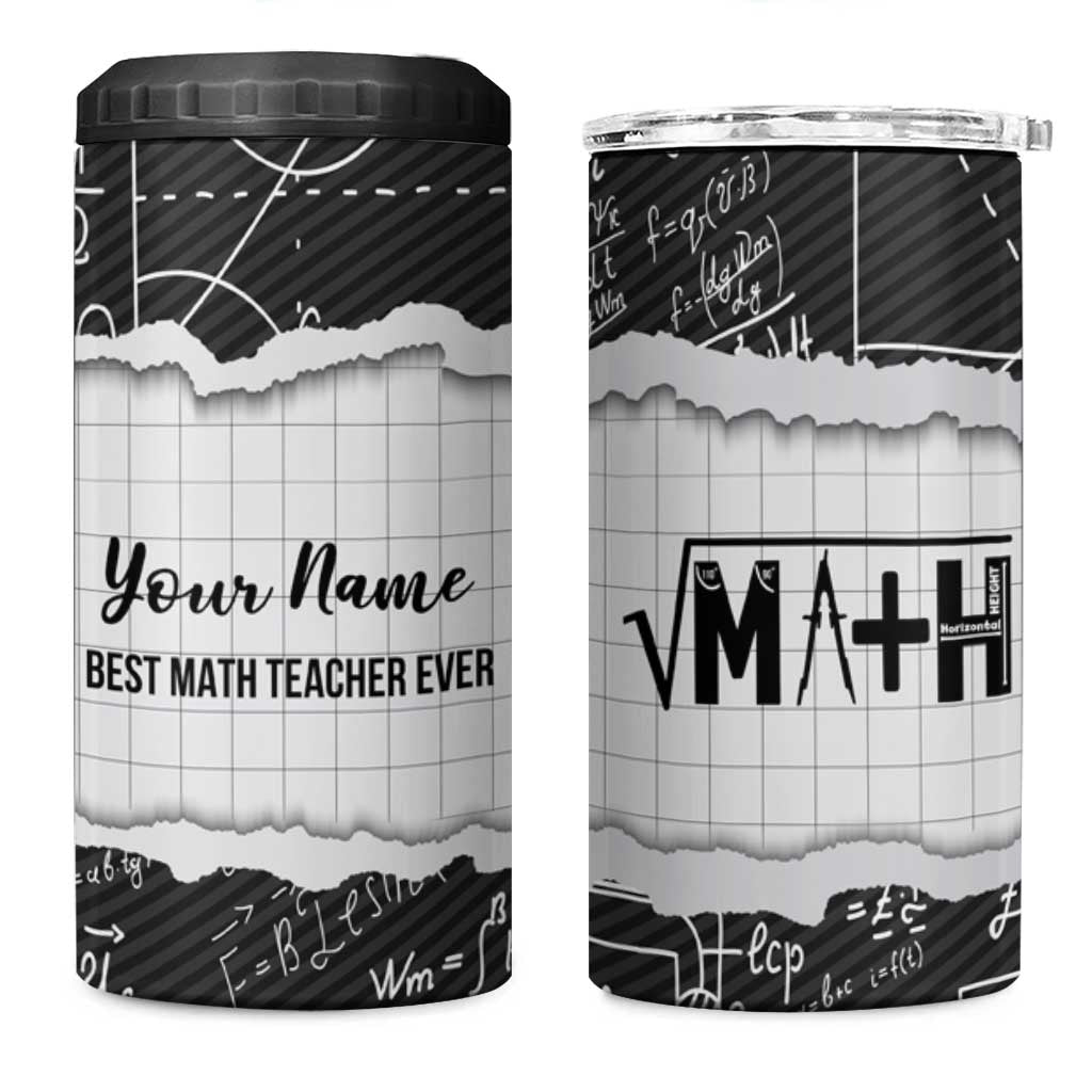 Personalized Math Teacher 4 in 1 Can Cooler Tumbler Custom Name Best Math Teacher Ever - Wonder Print Shop