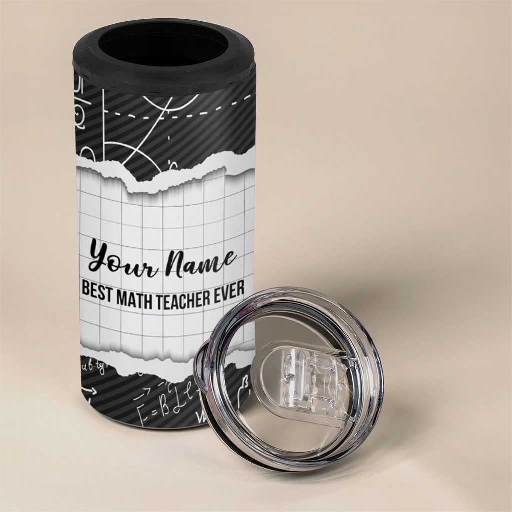 Personalized Math Teacher 4 in 1 Can Cooler Tumbler Custom Name Best Math Teacher Ever - Wonder Print Shop