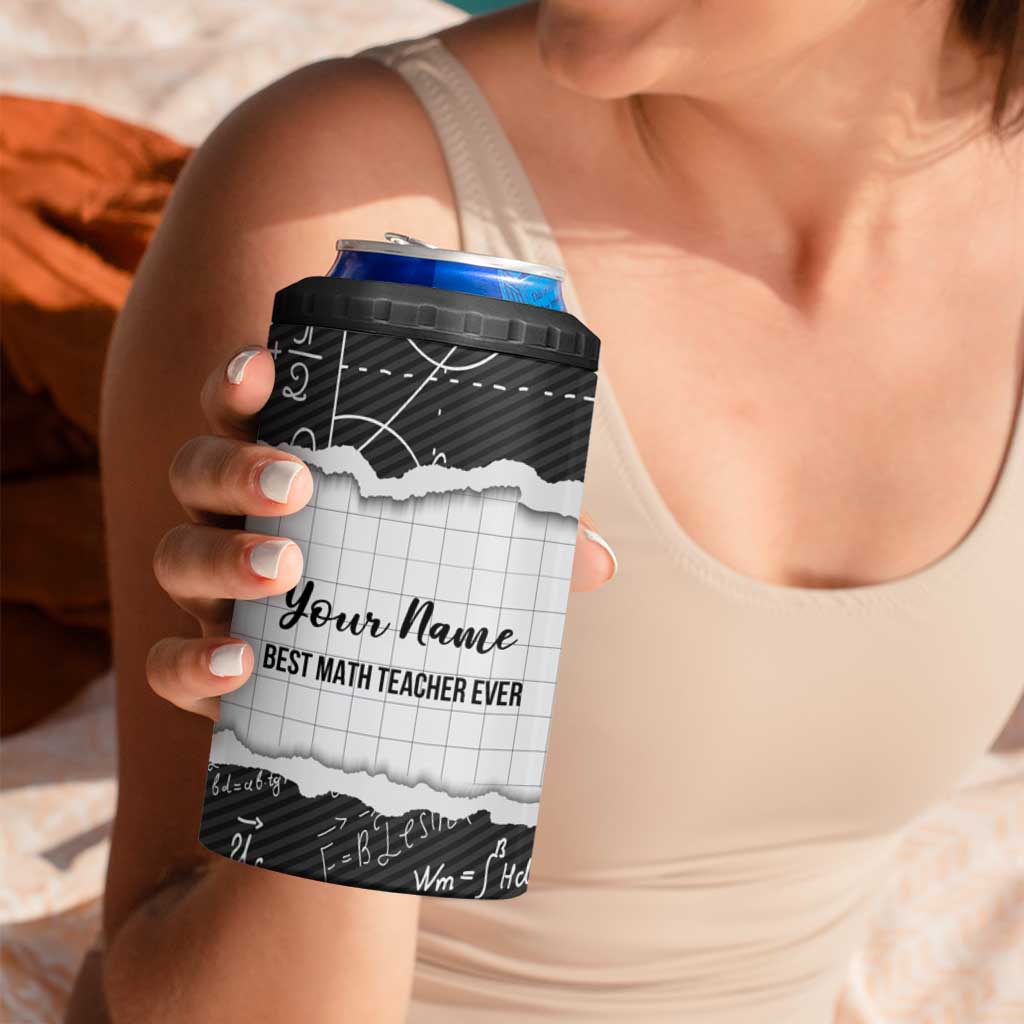 Personalized Math Teacher 4 in 1 Can Cooler Tumbler Custom Name Best Math Teacher Ever - Wonder Print Shop