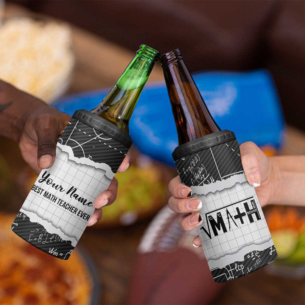 Personalized Math Teacher 4 in 1 Can Cooler Tumbler Custom Name Best Math Teacher Ever - Wonder Print Shop