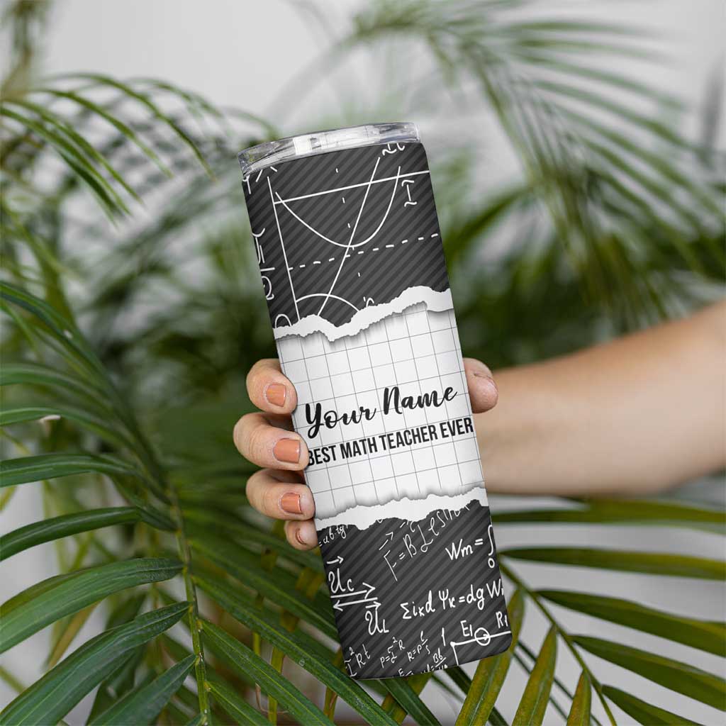 Personalized Math Teacher Skinny Tumbler Custom Name Best Math Teacher Ever - Wonder Print Shop