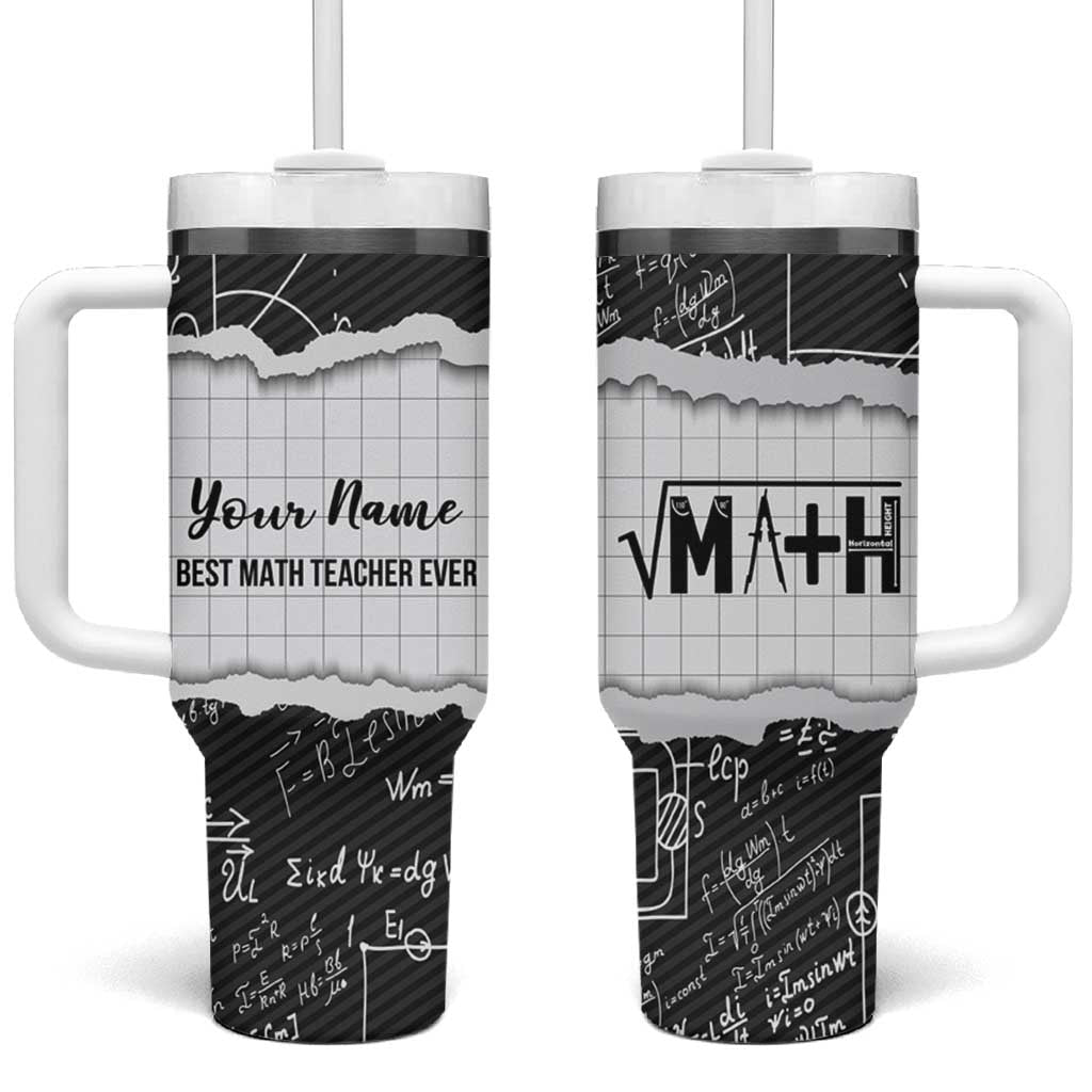 Personalized Math Teacher Tumbler With Handle Custom Name Best Math Teacher Ever - Wonder Print Shop