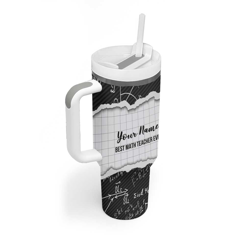 Personalized Math Teacher Tumbler With Handle Custom Name Best Math Teacher Ever - Wonder Print Shop