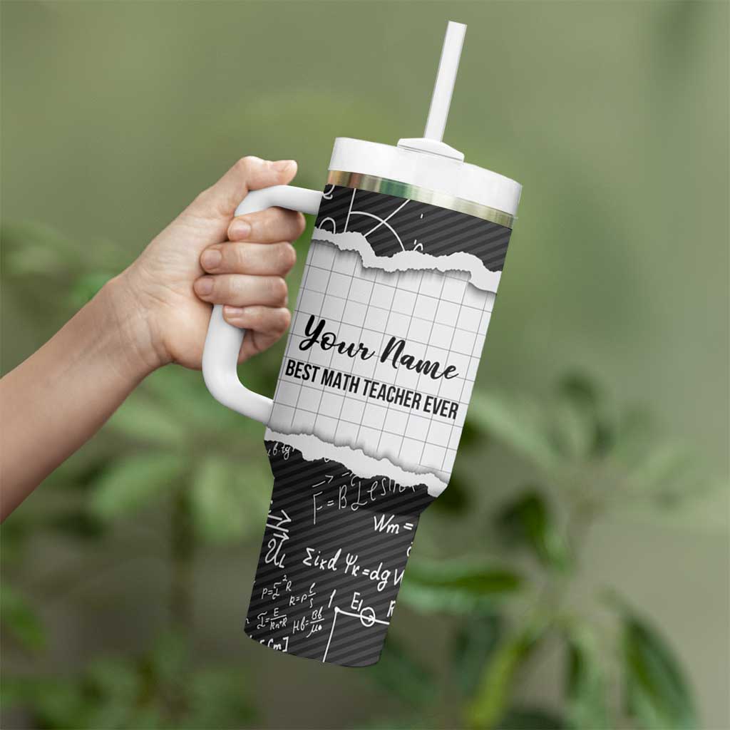 Personalized Math Teacher Tumbler With Handle Custom Name Best Math Teacher Ever - Wonder Print Shop