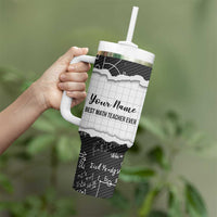 Personalized Math Teacher Tumbler With Handle Custom Name Best Math Teacher Ever - Wonder Print Shop