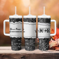 Personalized Math Teacher Tumbler With Handle Custom Name Best Math Teacher Ever - Wonder Print Shop