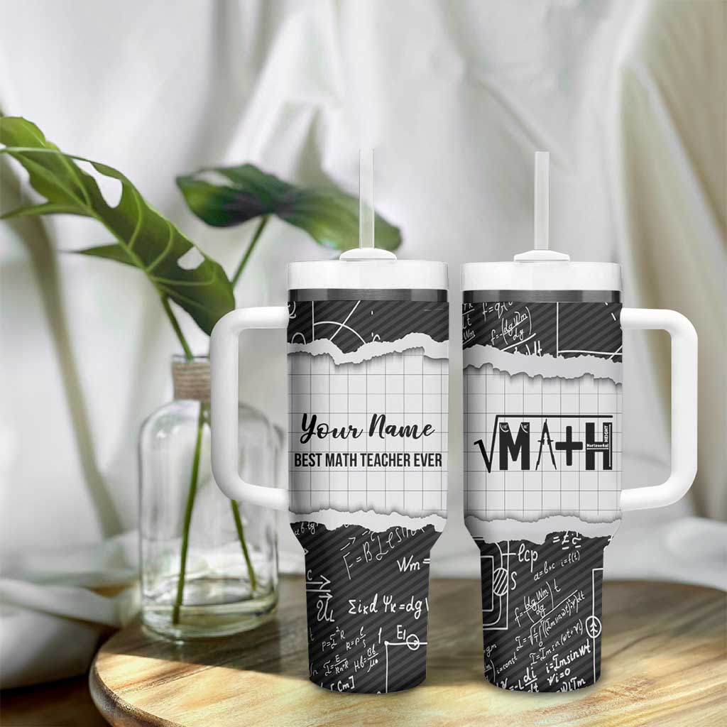 Personalized Math Teacher Tumbler With Handle Custom Name Best Math Teacher Ever - Wonder Print Shop