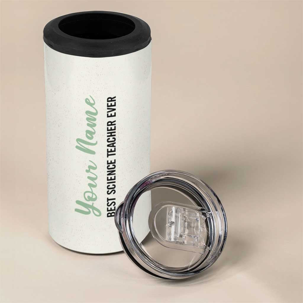 Personalized Science Teacher 4 in 1 Can Cooler Tumbler Custom Name Best Science Teacher Ever - Wonder Print Shop