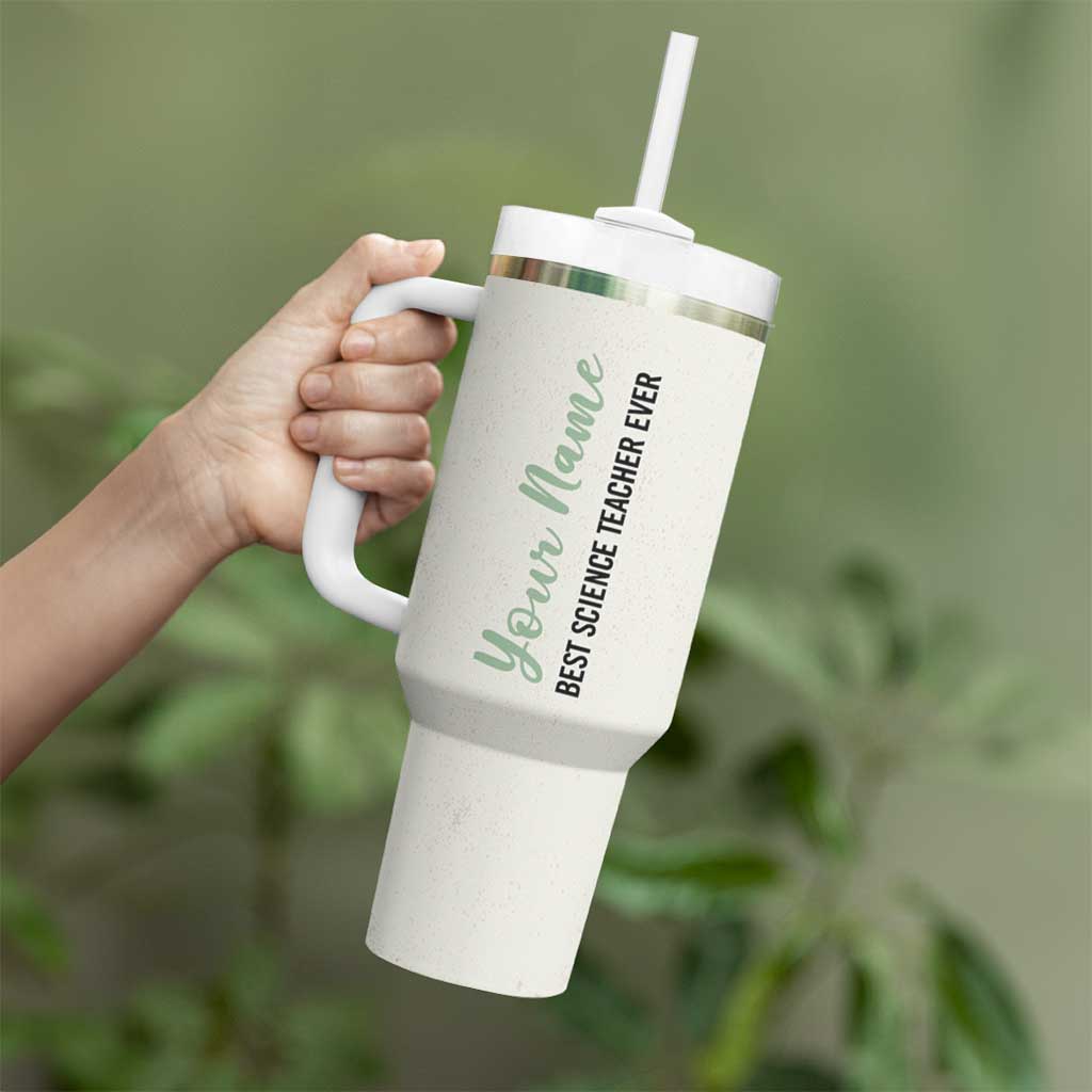 Personalized Science Teacher Tumbler With Handle Custom Name Best Science Teacher Ever - Wonder Print Shop