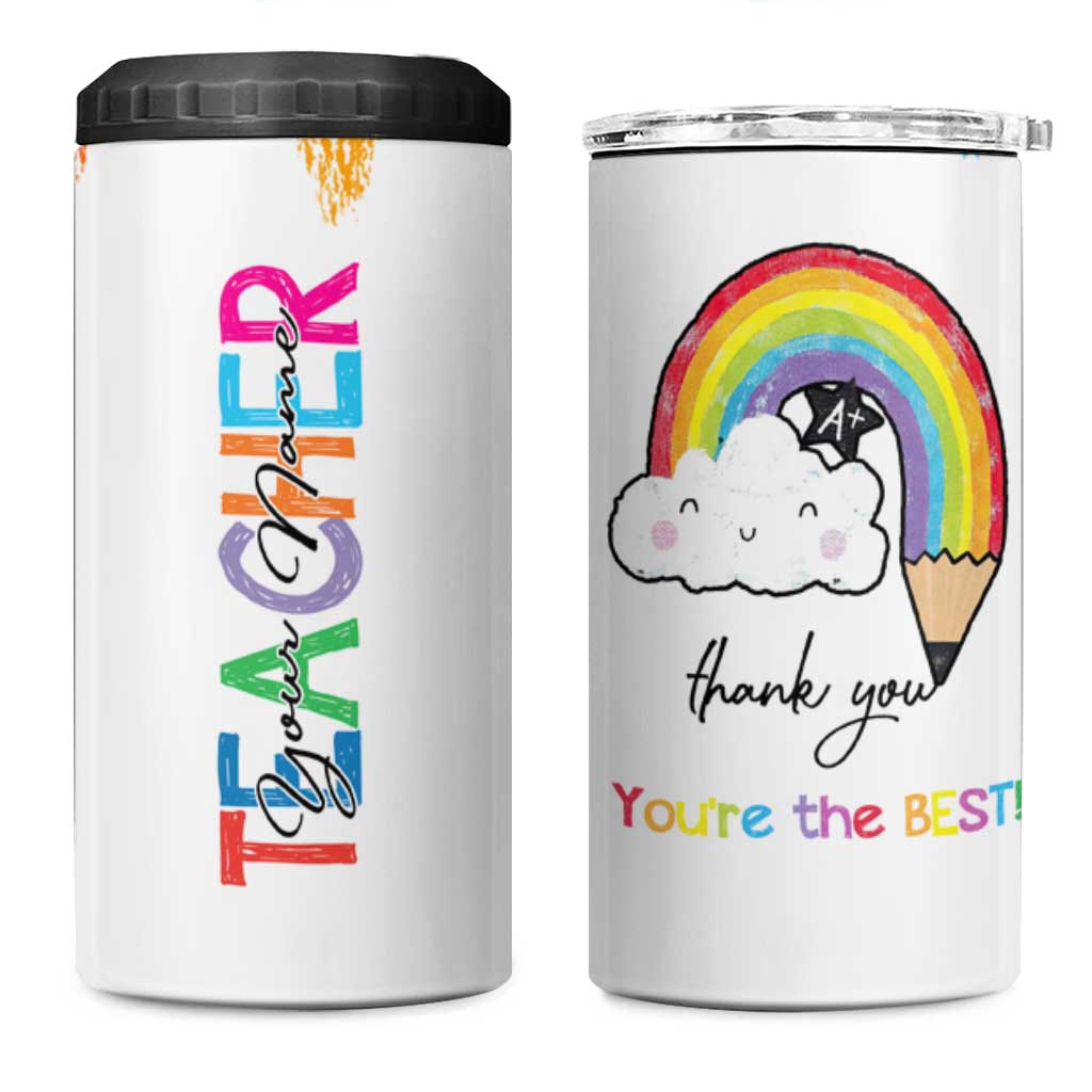 Personalized Teacher 4 in 1 Can Cooler Tumbler Custom Name Rainbow Your Are The Best - Wonder Print Shop