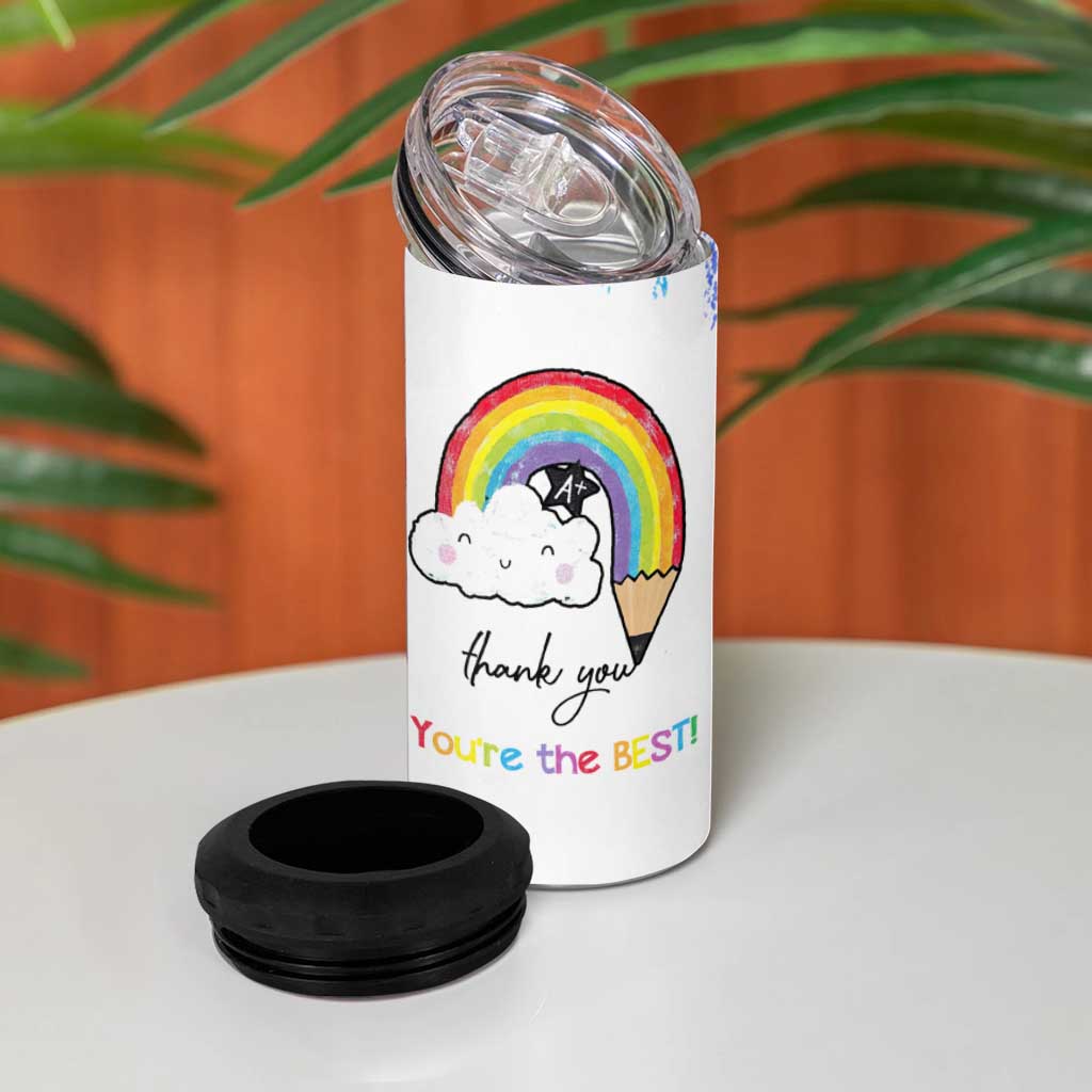Personalized Teacher 4 in 1 Can Cooler Tumbler Custom Name Rainbow Your Are The Best - Wonder Print Shop