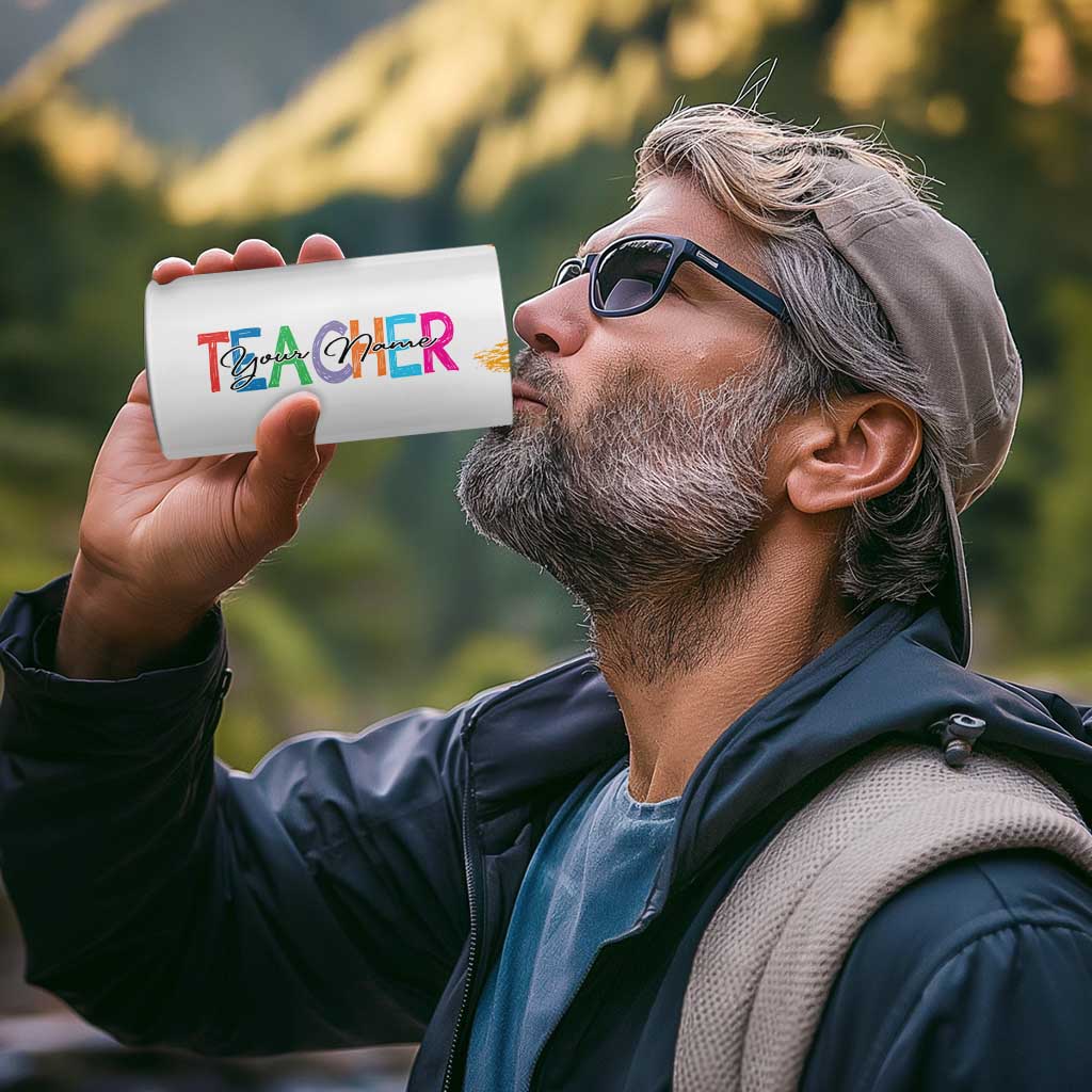 Personalized Teacher 4 in 1 Can Cooler Tumbler Custom Name Rainbow Your Are The Best - Wonder Print Shop