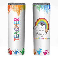 Personalized Teacher Skinny Tumbler Custom Name Rainbow Your Are The Best - Wonder Print Shop