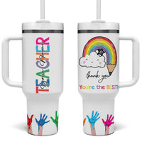 Personalized Teacher Tumbler With Handle Custom Name Rainbow Your Are The Best - Wonder Print Shop