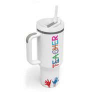 Personalized Teacher Tumbler With Handle Custom Name Rainbow Your Are The Best - Wonder Print Shop