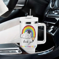 Personalized Teacher Tumbler With Handle Custom Name Rainbow Your Are The Best - Wonder Print Shop