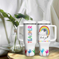 Personalized Teacher Tumbler With Handle Custom Name Rainbow Your Are The Best - Wonder Print Shop