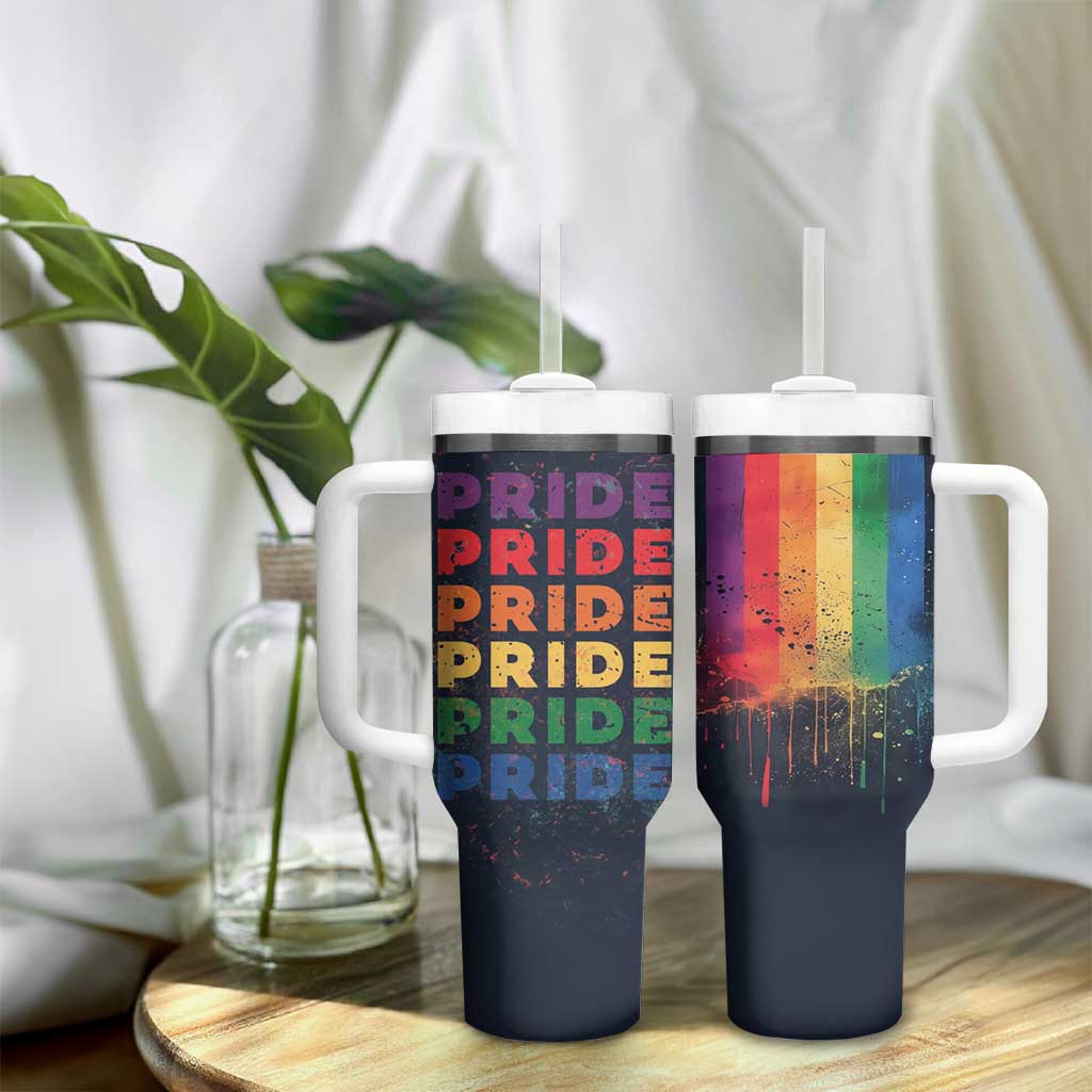 Rainbow LGBT Pride Tumbler With Handle - Wonder Print Shop