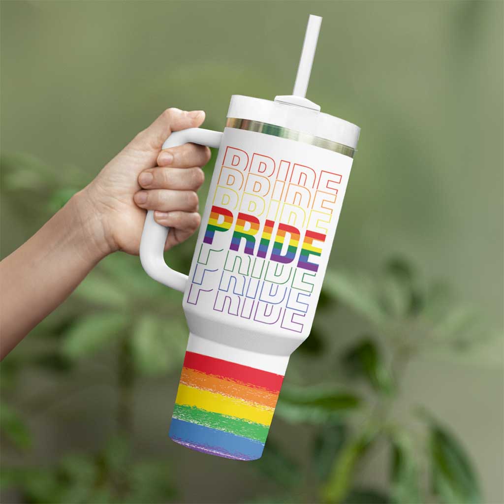 Gay Pride Tumbler With Handle LGBTQ Rainbow Flag - Wonder Print Shop